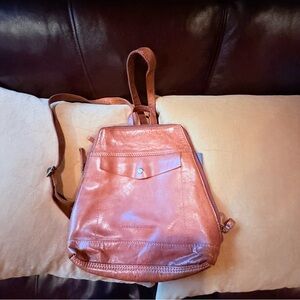Leather Convertible Backpack Tote - Brown